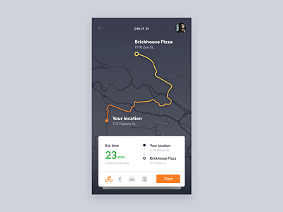 Map daily 100 dailyui dark ui map ui maps mobile navigation