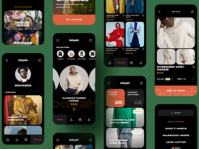 Odyah E-Commerce App animation app app design app project dark app design ecommerce fashion app ios ios app minimal mobile mobile app orix project sajon shopping app ui ux