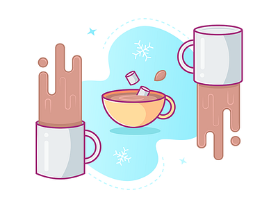 Cocoa Time banner cold gradient holiday hot cocoa icon illustation mug snow vector web