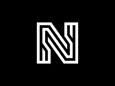 N 2d design flat grid icon identity illustration letter letterform logo logotype mark minimalistic monogram n negative space sign simple symbol vector