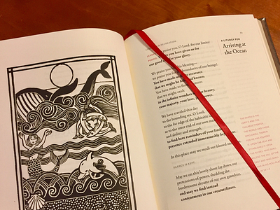 Every Moment Holy book design dolphin linocut liturgy mermaid ocean