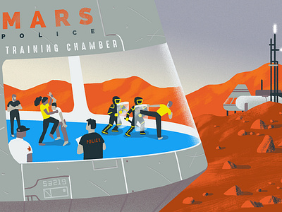 The Atlantic / Mars Police colorful editorial editorial illustration illustration mars planet police red sci fi sci fi science scientific space