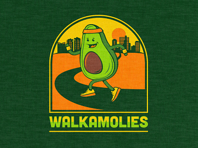 Holy Walkamole! avocado fort worth guacamole headband illustration joggers jogging runner running shoes skyline t shirt design vector walkers walking