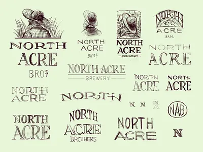 North Acre Brew Co Logo Sketches 1 beer brewery lettering logo logotype sketches