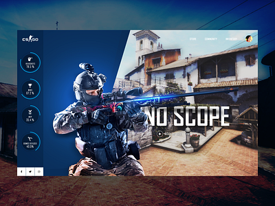 UI Design 001 - CS:GO counter strike csgo dashboard designer game design gamer games graphic design landing page page design stats ui ui design user interface ux web design webdesigner website