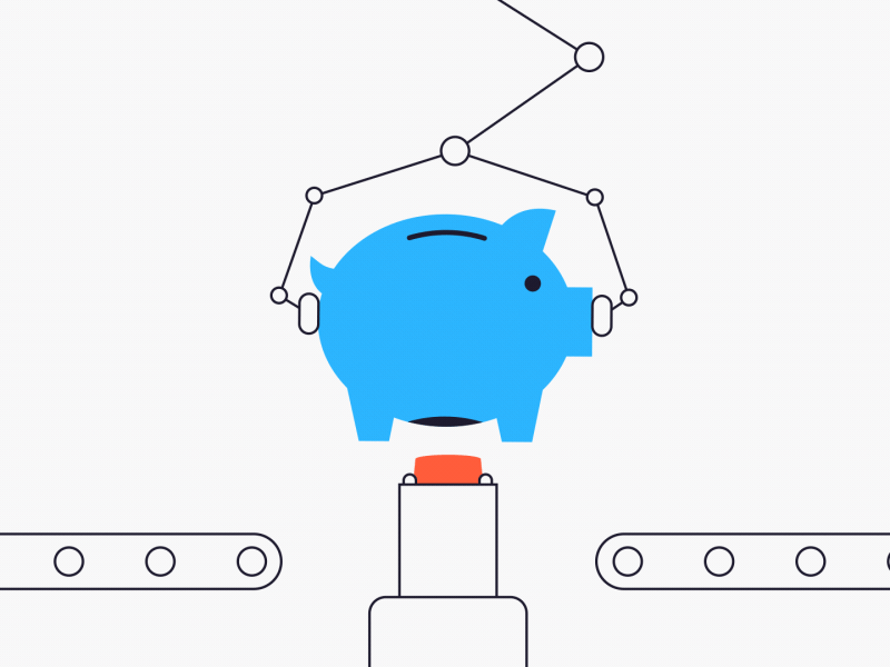 Piggy Bank Factory 2d adobe after effects animation design illustration illustrator mograph money motion motion design motion graphics pig piggy piggybank