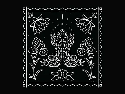 Frog black and white bugs design flash floral flowers frog handmade illustration illustrator insects iris line art lotus pattern procreate tattoo tattooflash tile