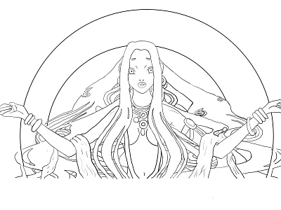 Animatrix Zion Archive - Goddess animatrix black and white comic comic art cyber punk design galactic girl illustration goddess in progress line art matrix potrait sci fi sci fi tech zion