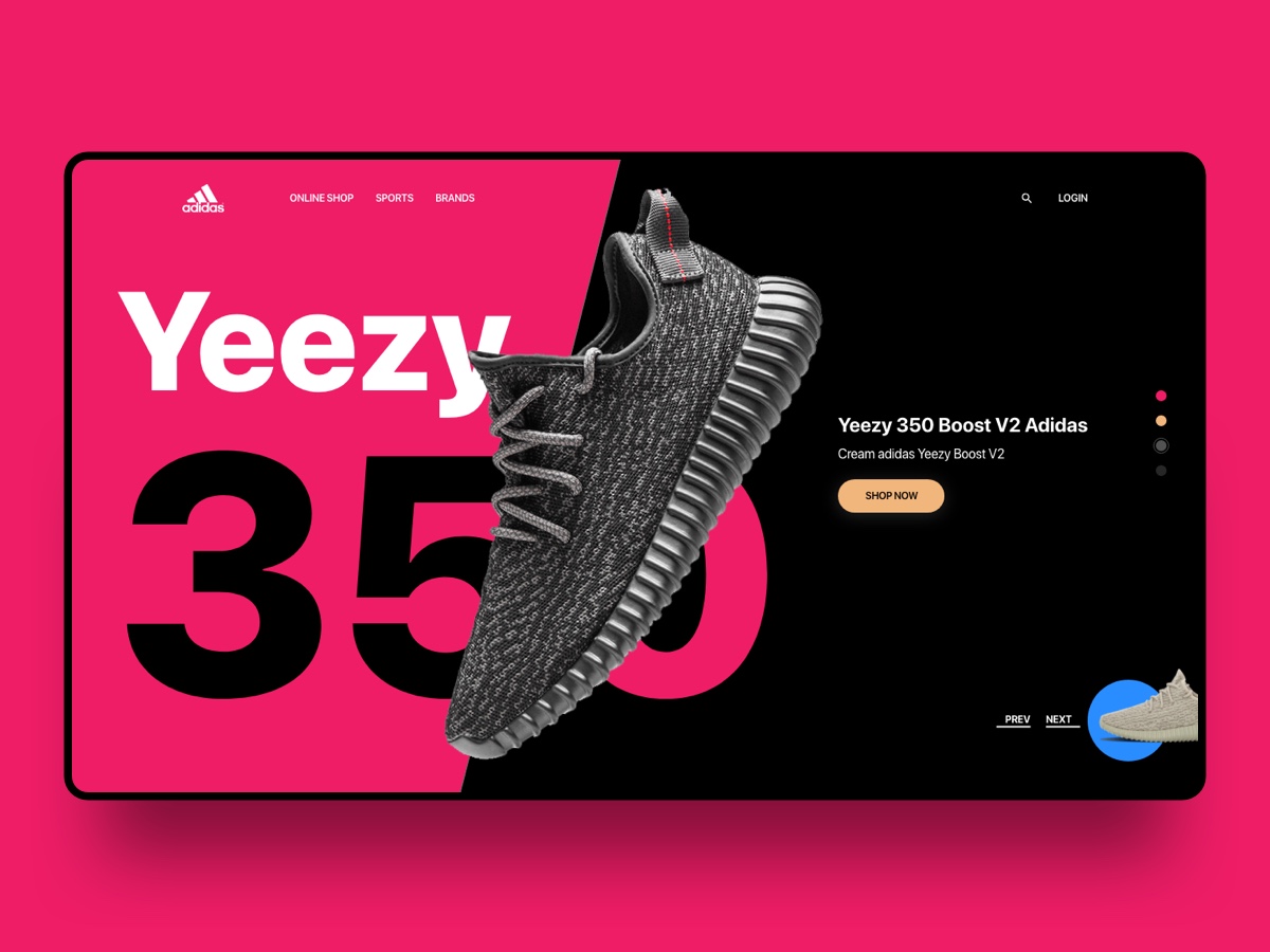 Adidas Yeezy Landing Page adidas adobe xd design dribbble landing page redesign shoes sketch ui ux web design yeezy