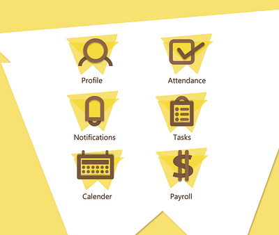 Icon set attendance calender icon icon set notifications payroll profile task user ux ux ui vector white yellow