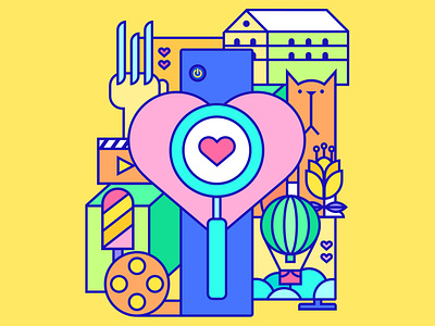 💗 colorful heart illustration yellow