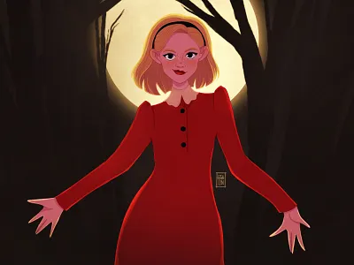 The chilling adventures of Sabrina. Netflix character art cartoon cartoon character cg character character design concept cute design fantasy girl illustration interaction ipad pro netflix portrait procreate sabrina spellman witch