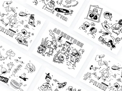 Daily Doodle black daily design doodle drawing food idea illustration music plant sketch star sticker
