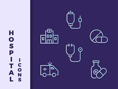 Hospital Icons in Outline Style action button buttons design icon icon a day icon set iconography icons icons set outline filled ui ux