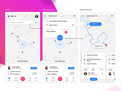 Share Car UX booking cab dhipu mathew get a ride interaction map mobile ux ride share car travell user experience ux