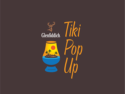 Glenfiddich Scotch Tiki Pop-Up bar bartender branding cocktail design event flat glass graphic icon illustration logo tiki type typography vector whiskey whisky