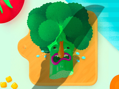 Chop! brocoli character chop colors cook design illustration ipad kinfe procreate recipe vegetable