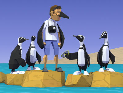 Penguin suit 3d animal character character art low poly lowpoly lowpolyart