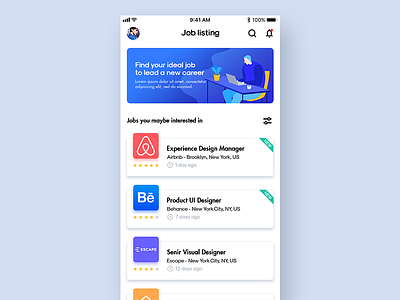 #Daily UI 050-Job Listing 050 app dailyui dailyui050 job application job listing ui