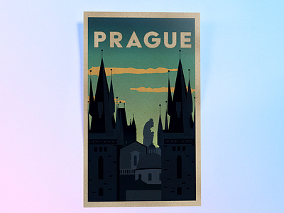 Prague brush design graphic art illustration photoshop postcard travel