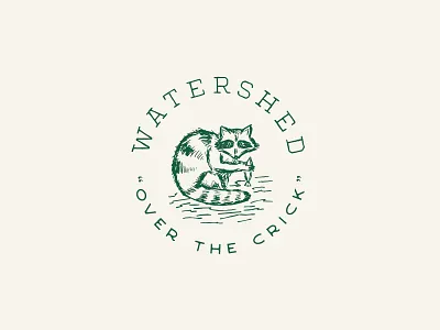 Watershed Concept branding design graphic green icon illustration lettering logo raccoon restaurant retro typography vector vintage