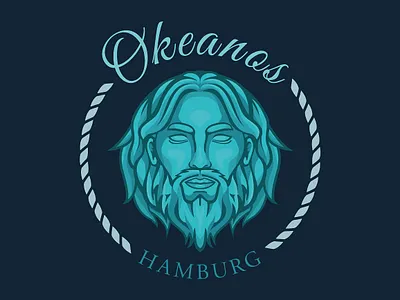 Okeanos illustration logo okeanos rope seafarer ship