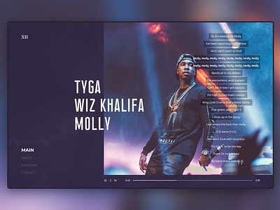 TYGA fan chanel application ui design hiphop interface landing music app photoshop tyga ui ux webapp website