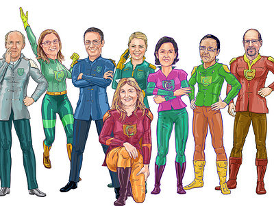 Heros Team at King's cartoon character art illustration super hero team