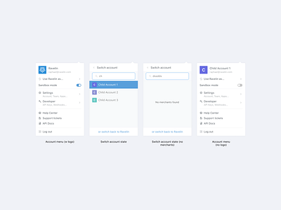 Account Menu with Switcher account menu navigation popover profile switcher toggle
