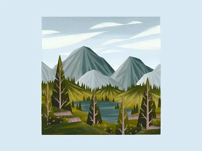 A Scenic View clouds digitalart digitalartist forest illustration mountians nature procreate trees