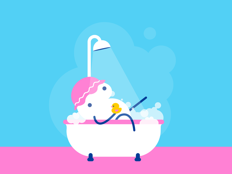 Bye Bye Piojitos Ducha animation bath branding bubble clinic design facebook gif illustration lices shower soap socialmedia
