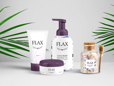 Flax Cosmetics Packaging beauty coconut cosmetics cream oil packag purple