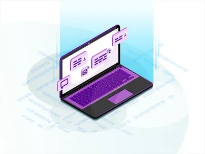 Chatting isometric vector illustration 3d app chat chat app chatting concept dialog digital infographic internet isometric laptop media message messenger networking online socia speech bubble technology