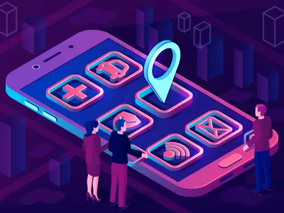 Smart city app isometric architecture concept 3d app application architecture building city concept digital futuristic infographic intelligent isometric map navigation neon network pinpoint smart city smartphone technology