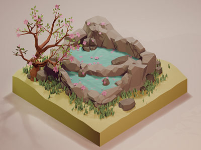 Low Poly Spring 3D 3d blender low poly spring