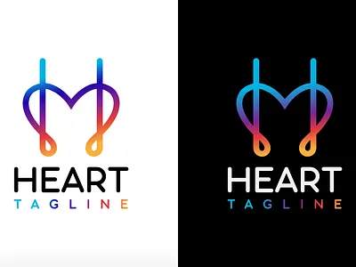 Letter h heart logo flame heart logo 3d colorful love logo creative