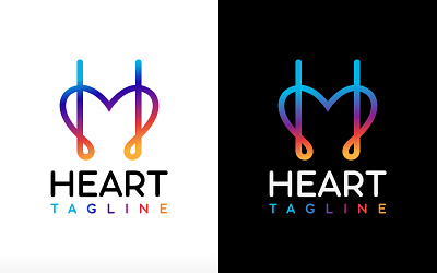 Letter h heart logo flame heart logo 3d colorful love logo creative