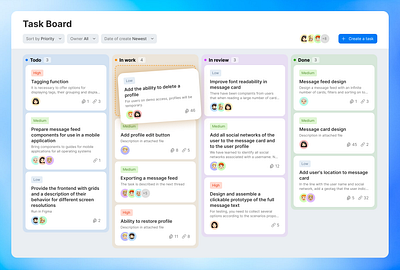 Kanban board dashboard interface interface design kanban product design task task board task management ui user experience user interface ux uxui web app