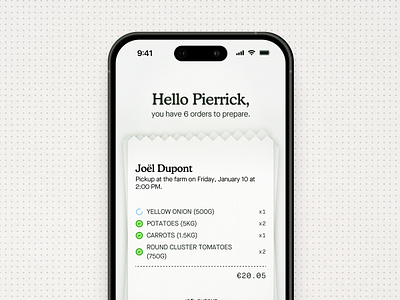 Exploration - Graphic Mobile App, Order Setup for little farmer. app farmer graphic design mobile order preparation ui ux