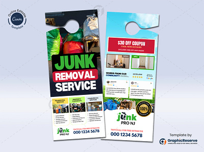 Junk Removal Advertising Door Hanger Template Canva cleaning service door hanger door hanger canva template door hanger design junk hauling door hanger junk removal canva door hanger junk removal door hanger design pressure washing door hanger