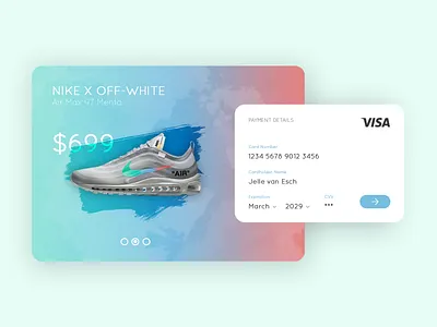 Daily UI #002 - Credit Card Checkout branding daily 100 challenge dailyui dailyui002 design illustration nike off white sneakers ux design visa