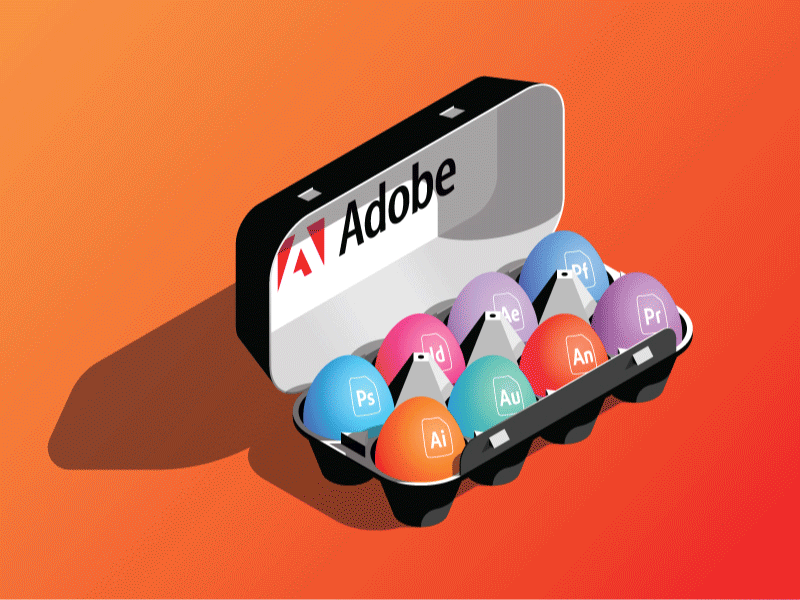 Adobe Eggs (Wireframe Vs Final Result) 3d adobe concept design eggs fake3d geometric gif graphic desgin illustration illustrator isometric process vector visualization web design wireframe