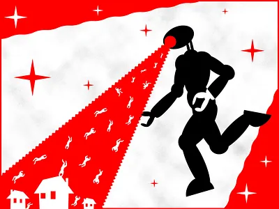 Worse 👎 👎 Luck fiction houses illustration luck red robot running sci fi science science fiction space stars white worse 👎