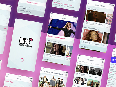 The Box Plus Network box plus box plus network ios app pop culture streaming app ui visual design