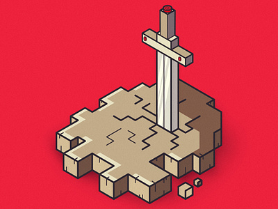 The Sword In The Stone art color cool darwing design designer excalibur graphic design illustration illustrator cc isometric majestic sword