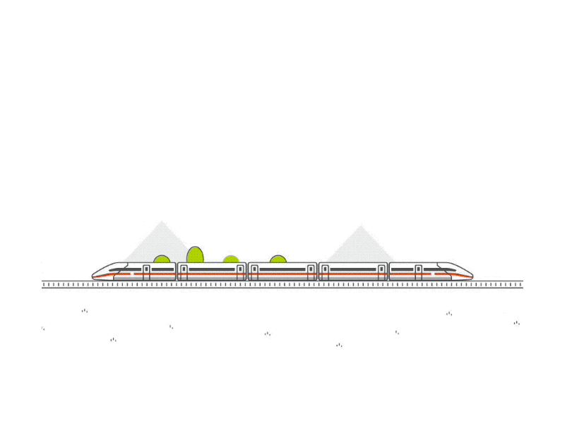 Train ride animated db deutsche bahn landscape simple train white