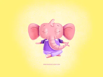 Yoga Elephant cartoon character cute design illustration kids mexico peace relax yoga