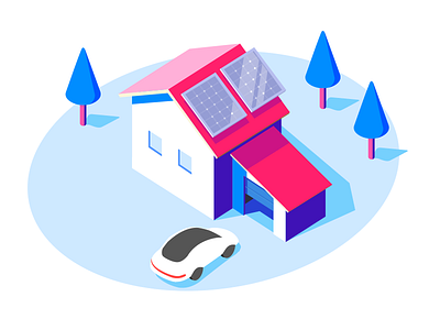 Isometric solar home illustration home house illustration isometric solar energy solar panel