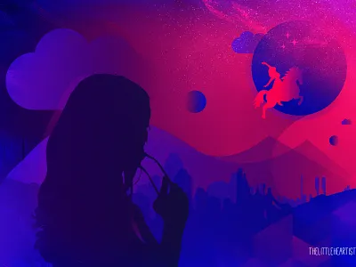 It's all about last night dream! aesthetic artistic digit digital 2d digital art digitalart dream dribbble dribbleshot gradients graphic artist her illustration imagination innovation sheshank siloutte story unicorn visual art