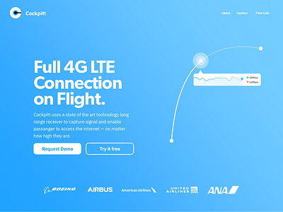 Cockpitt: 4G LTE on Flight Hero 4g agency animation blue canya crypto flight freelance illustration landing landing page mobile data navigation page red verizon website zensite